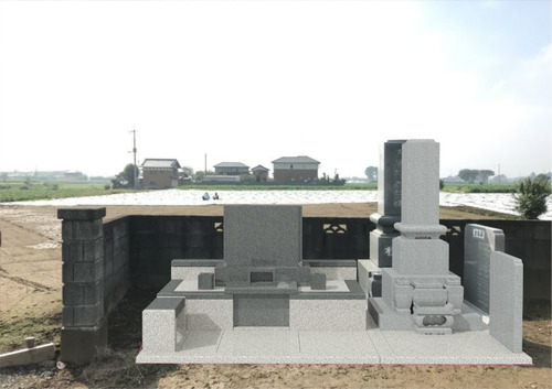 洋型墓石を追加するリフォーム工事＠茨城県八千代町-1｜デザイン墓石・お墓の購入・販売なら茨城県の山﨑石材店